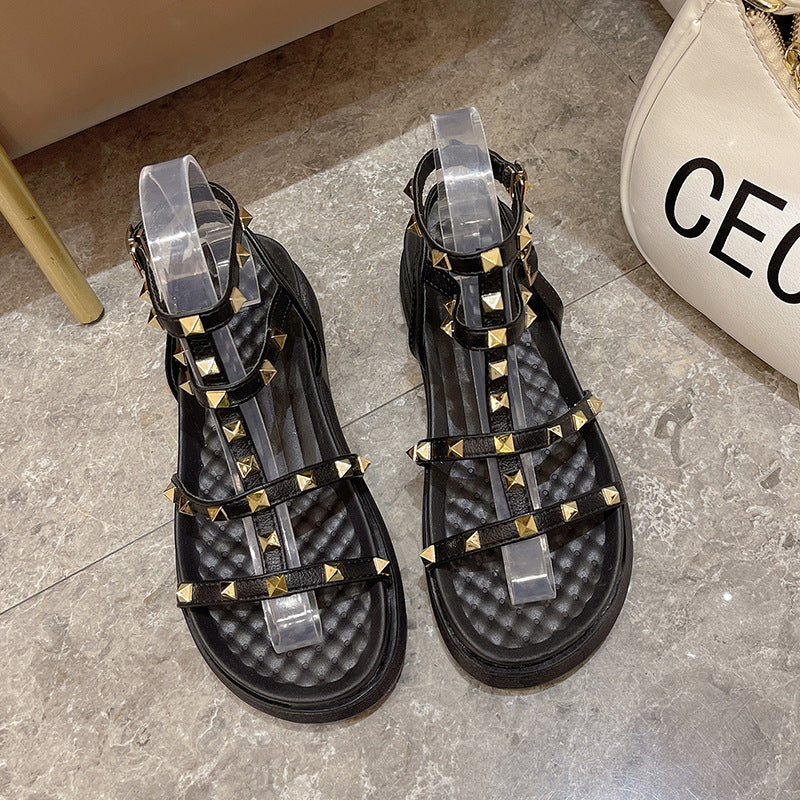 Women Round Toe Flats Sandals